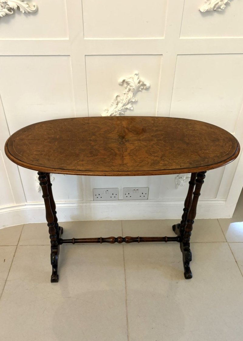 Antique Victorian Quality Burr Walnut Oval Centre/Lamp Table